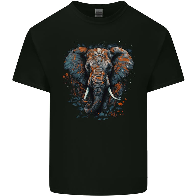 Abstract Elephant Mens Cotton T-Shirt Tee Top Black