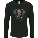 Abstract Elephant Mens Long Sleeve T-Shirt Black