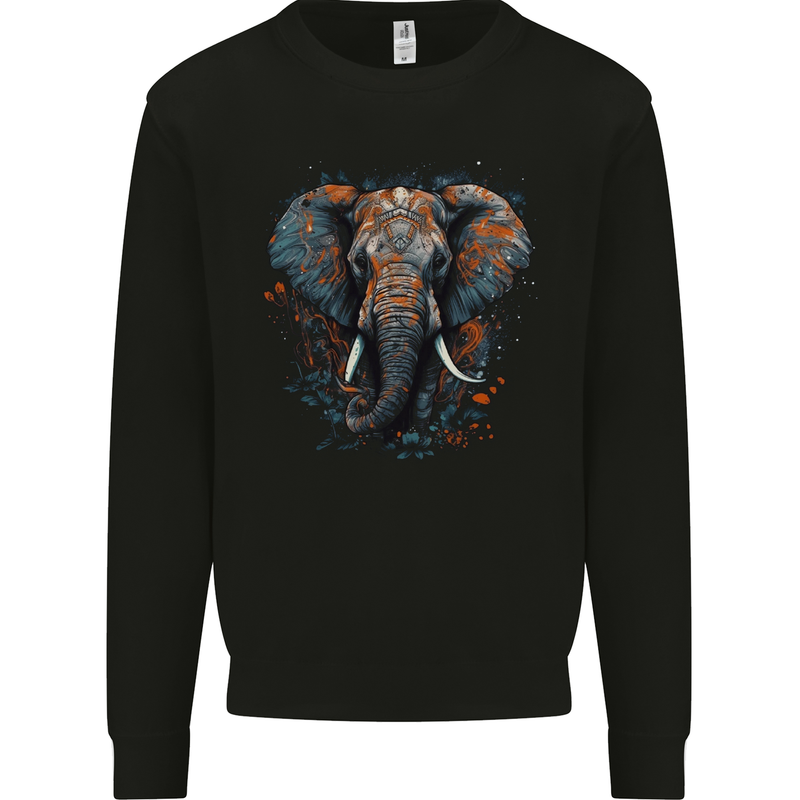 Abstract Elephant Mens Sweatshirt Jumper Black