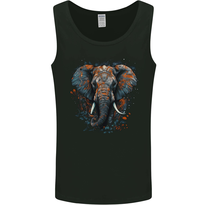 Abstract Elephant Mens Vest Tank Top Black