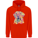 Abstract Labrador Dog Mens 80% Cotton Hoodie Bright Red