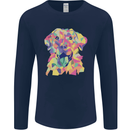Abstract Labrador Dog Mens Long Sleeve T-Shirt Navy Blue