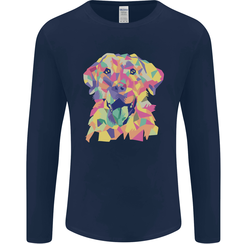 Abstract Labrador Dog Mens Long Sleeve T-Shirt Navy Blue