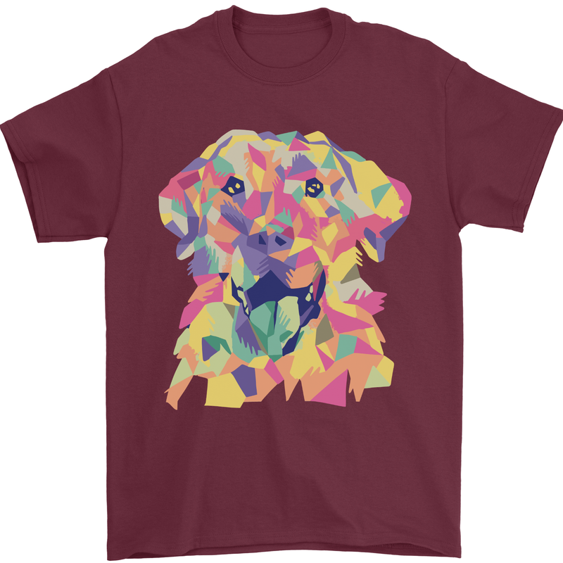 Abstract Labrador Dog Mens T-Shirt 100% Cotton Maroon