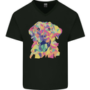 Abstract Labrador Dog Mens V-Neck Cotton T-Shirt Black