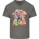 Abstract Labrador Dog Mens V-Neck Cotton T-Shirt Charcoal