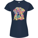 Abstract Labrador Dog Womens Petite Cut T-Shirt Navy Blue