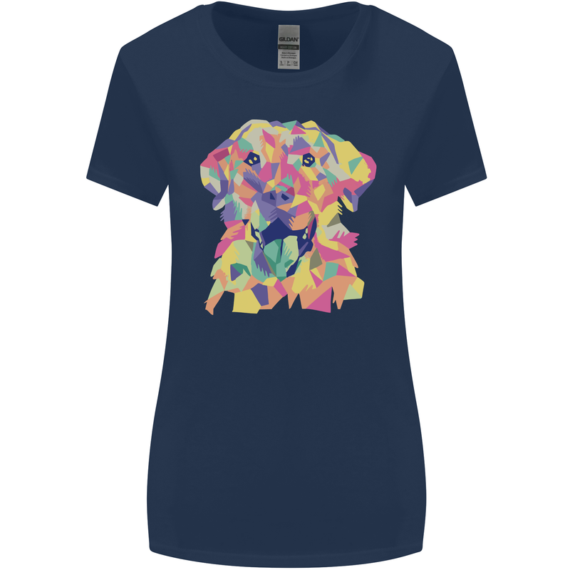 Abstract Labrador Dog Womens Wider Cut T-Shirt Navy Blue
