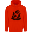 Abstract Outdoors Camping Bushcraft Hiking Trekking Childrens Kids Hoodie Bright Red