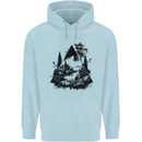 Abstract Outdoors Camping Bushcraft Hiking Trekking Childrens Kids Hoodie Light Blue