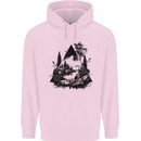 Abstract Outdoors Camping Bushcraft Hiking Trekking Childrens Kids Hoodie Light Pink