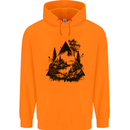 Abstract Outdoors Camping Bushcraft Hiking Trekking Childrens Kids Hoodie Orange