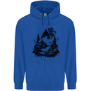 Abstract Outdoors Camping Bushcraft Hiking Trekking Childrens Kids Hoodie Royal Blue