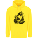 Abstract Outdoors Camping Bushcraft Hiking Trekking Childrens Kids Hoodie Yellow