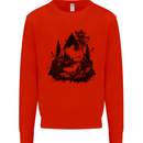 Abstract Outdoors Camping Bushcraft Hiking Trekking Kids Sweatshirt Jumper Bright Red