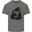 Abstract Outdoors Camping Bushcraft Hiking Trekking Kids T-Shirt Childrens Charcoal