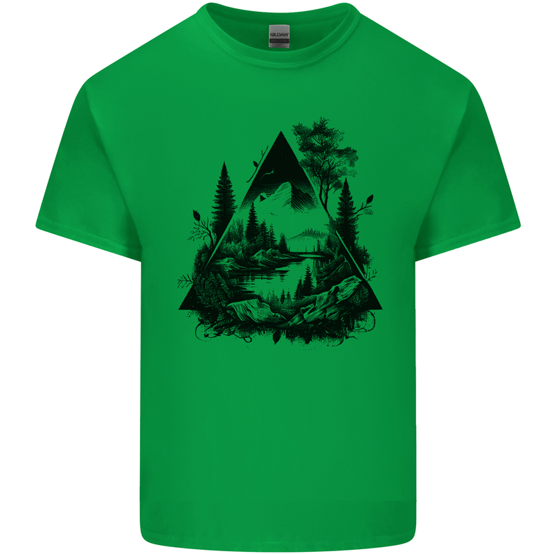 Abstract Outdoors Camping Bushcraft Hiking Trekking Kids T-Shirt Childrens Irish Green