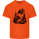 Abstract Outdoors Camping Bushcraft Hiking Trekking Kids T-Shirt Childrens Orange