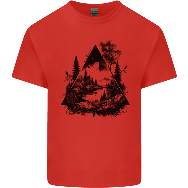 Abstract Outdoors Camping Bushcraft Hiking Trekking Kids T-Shirt Childrens Red
