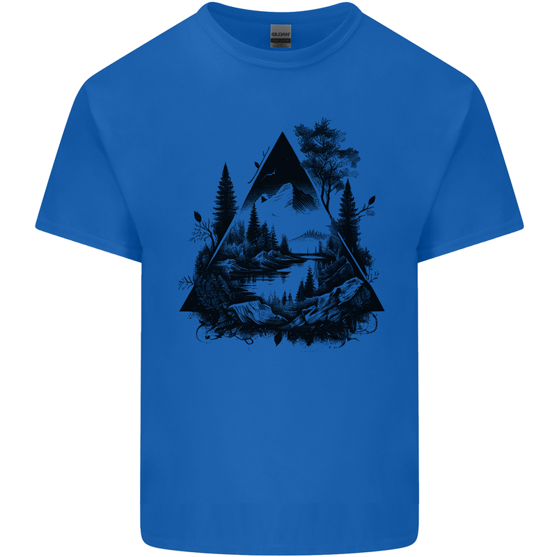 Abstract Outdoors Camping Bushcraft Hiking Trekking Kids T-Shirt Childrens Royal Blue