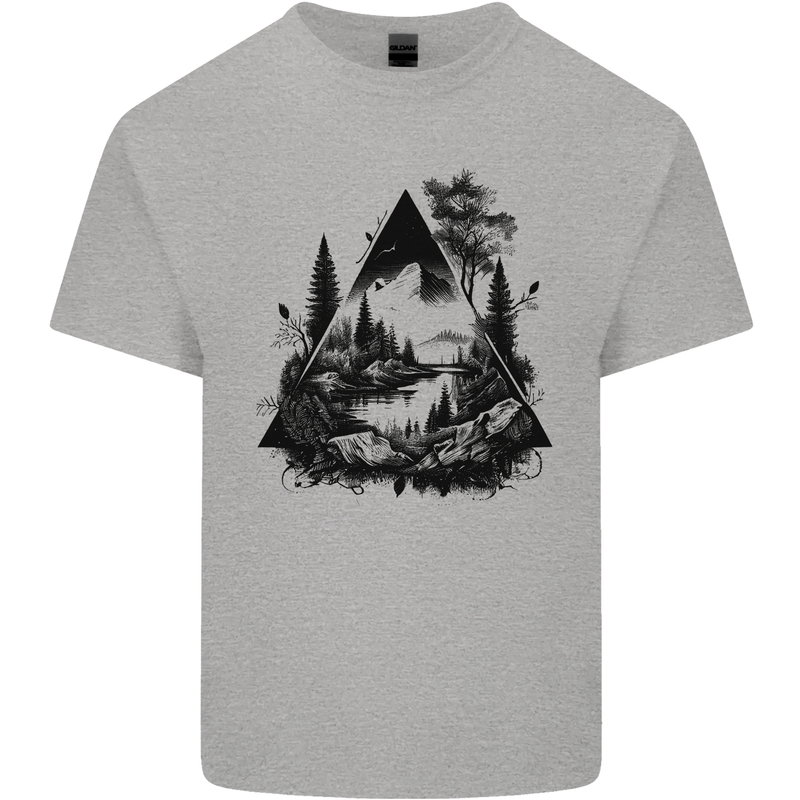 Abstract Outdoors Camping Bushcraft Hiking Trekking Kids T-Shirt Childrens Sports Grey