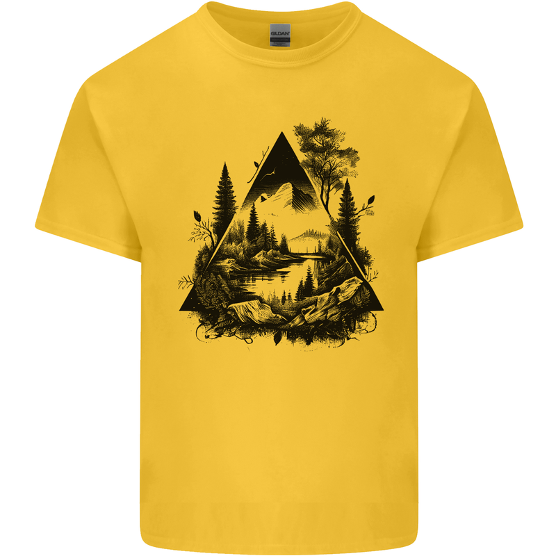 Abstract Outdoors Camping Bushcraft Hiking Trekking Kids T-Shirt Childrens Yellow
