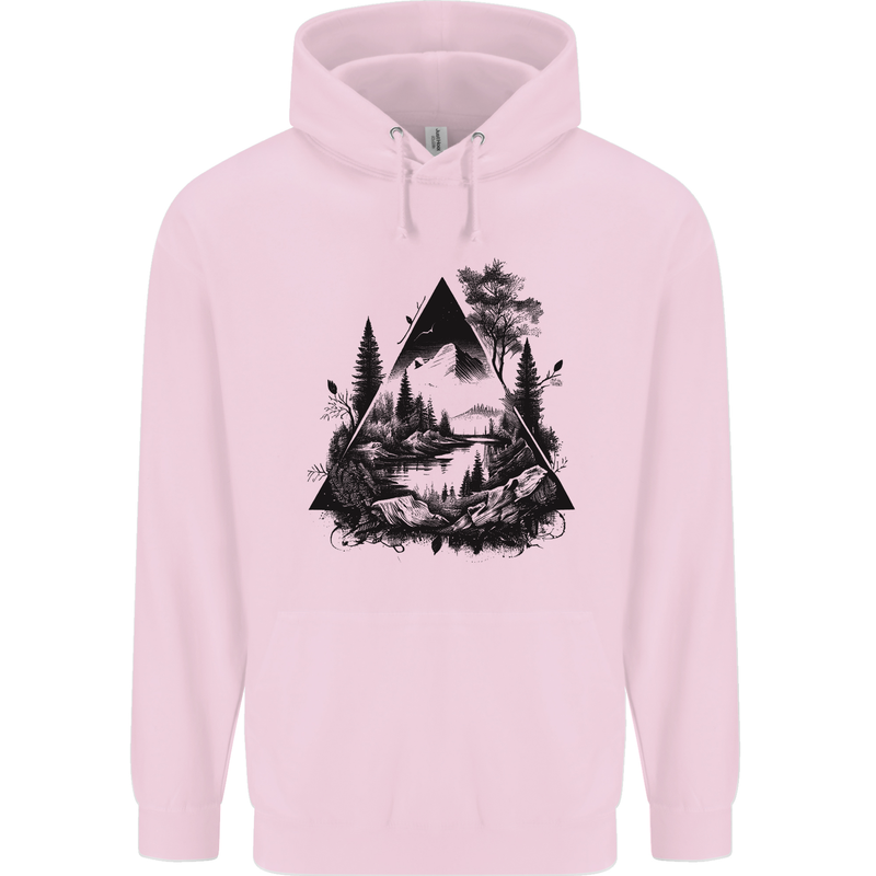 Abstract Outdoors Camping Bushcraft Hiking Trekking Mens 80% Cotton Hoodie Light Pink