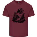 Abstract Outdoors Camping Bushcraft Hiking Trekking Mens Cotton T-Shirt Tee Top Maroon