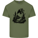 Abstract Outdoors Camping Bushcraft Hiking Trekking Mens Cotton T-Shirt Tee Top Military Green