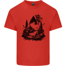Abstract Outdoors Camping Bushcraft Hiking Trekking Mens Cotton T-Shirt Tee Top Red