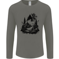 Abstract Outdoors Camping Bushcraft Hiking Trekking Mens Long Sleeve T-Shirt Charcoal