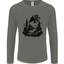 Abstract Outdoors Camping Bushcraft Hiking Trekking Mens Long Sleeve T-Shirt Charcoal