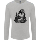 Abstract Outdoors Camping Bushcraft Hiking Trekking Mens Long Sleeve T-Shirt Sports Grey
