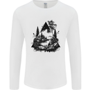 Abstract Outdoors Camping Bushcraft Hiking Trekking Mens Long Sleeve T-Shirt White