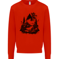Abstract Outdoors Camping Bushcraft Hiking Trekking Mens Sweatshirt Jumper Bright Red