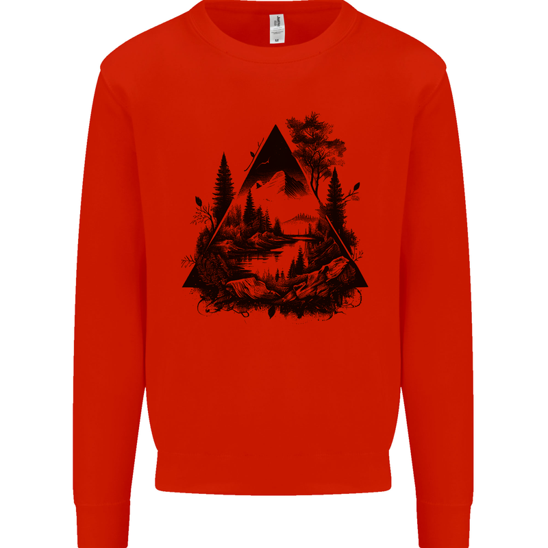 Abstract Outdoors Camping Bushcraft Hiking Trekking Mens Sweatshirt Jumper Bright Red