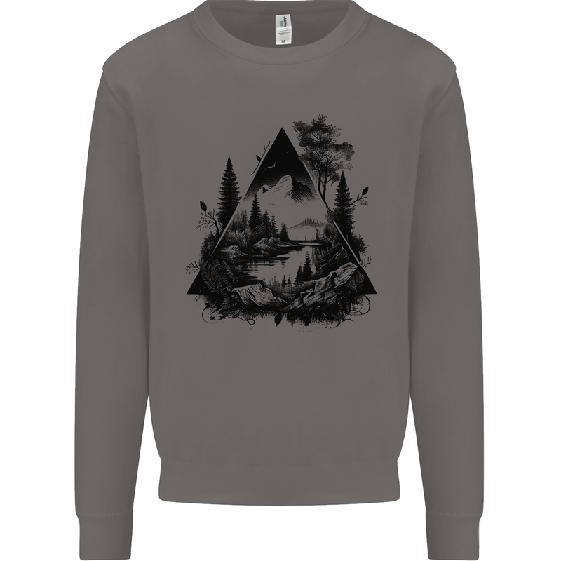 Abstract Outdoors Camping Bushcraft Hiking Trekking Mens Sweatshirt Jumper Charcoal