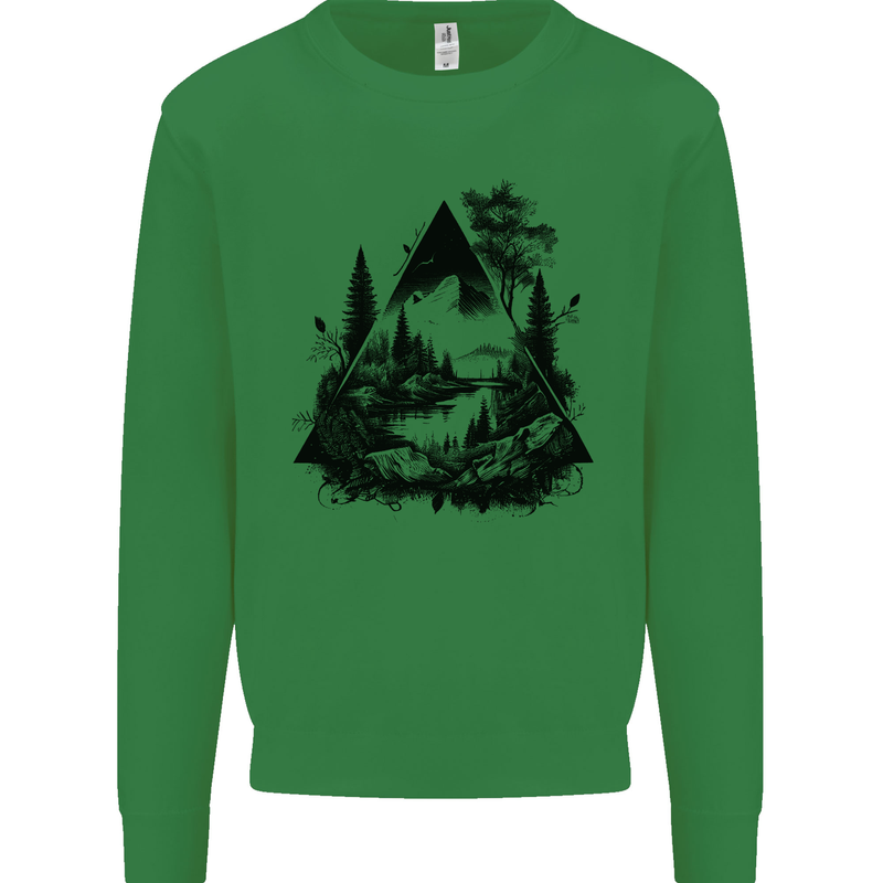 Abstract Outdoors Camping Bushcraft Hiking Trekking Mens Sweatshirt Jumper Irish Green