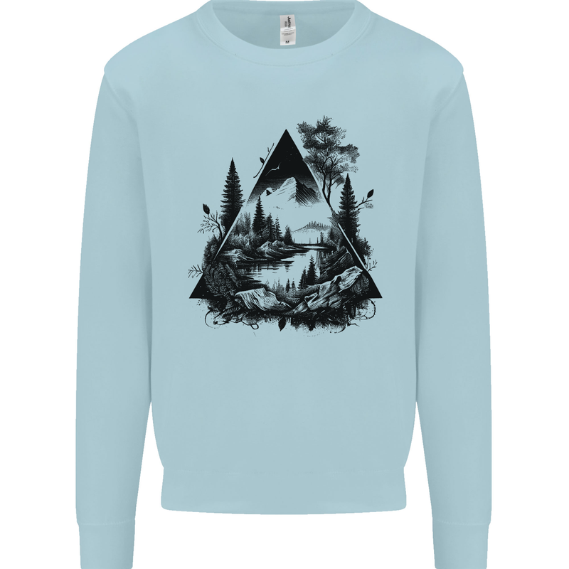 Abstract Outdoors Camping Bushcraft Hiking Trekking Mens Sweatshirt Jumper Light Blue