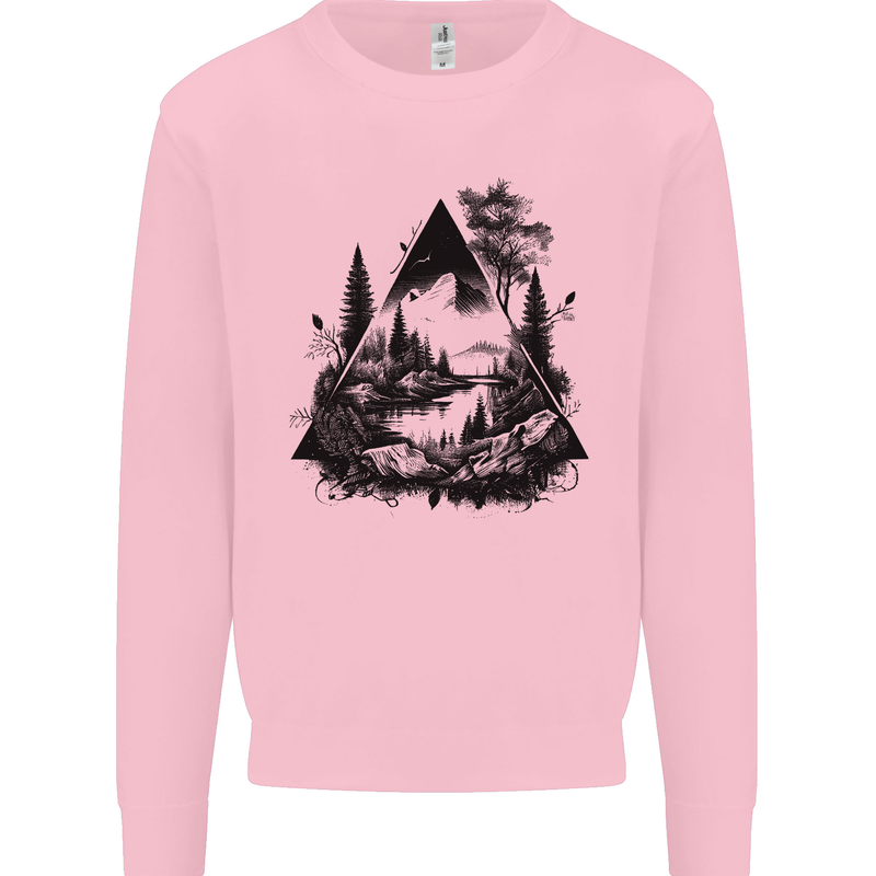 Abstract Outdoors Camping Bushcraft Hiking Trekking Mens Sweatshirt Jumper Light Pink