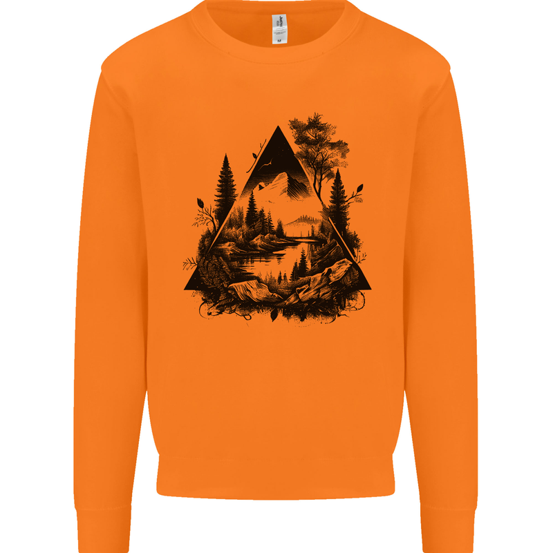 Abstract Outdoors Camping Bushcraft Hiking Trekking Mens Sweatshirt Jumper Orange