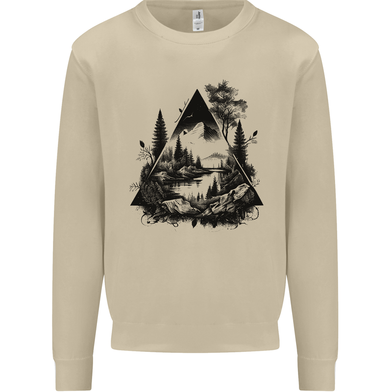 Abstract Outdoors Camping Bushcraft Hiking Trekking Mens Sweatshirt Jumper Sand