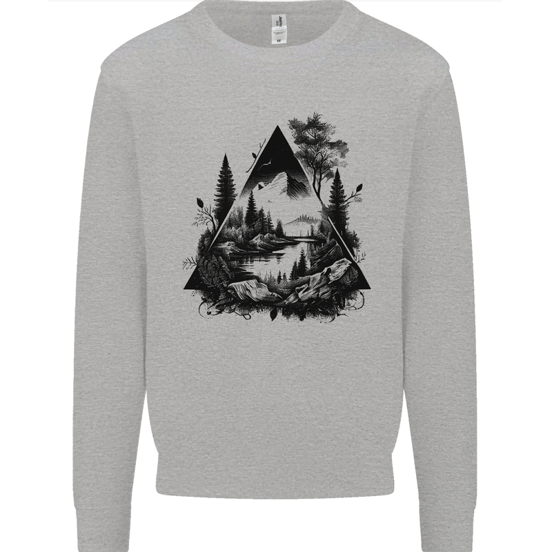 Abstract Outdoors Camping Bushcraft Hiking Trekking Mens Sweatshirt Jumper Sports Grey