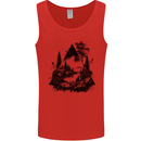 Abstract Outdoors Camping Bushcraft Hiking Trekking Mens Vest Tank Top Red