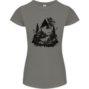 Abstract Outdoors Camping Bushcraft Hiking Trekking Womens Petite Cut T-Shirt Charcoal