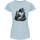 Abstract Outdoors Camping Bushcraft Hiking Trekking Womens Petite Cut T-Shirt Light Blue