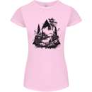 Abstract Outdoors Camping Bushcraft Hiking Trekking Womens Petite Cut T-Shirt Light Pink