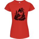 Abstract Outdoors Camping Bushcraft Hiking Trekking Womens Petite Cut T-Shirt Red