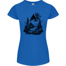 Abstract Outdoors Camping Bushcraft Hiking Trekking Womens Petite Cut T-Shirt Royal Blue