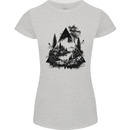 Abstract Outdoors Camping Bushcraft Hiking Trekking Womens Petite Cut T-Shirt Sports Grey